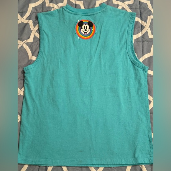 Men’s Med Mickey Mouse’s Sleeveless Aqua Pride Tank Top-Belong Believe Be Proud- - Picture 4 of 4